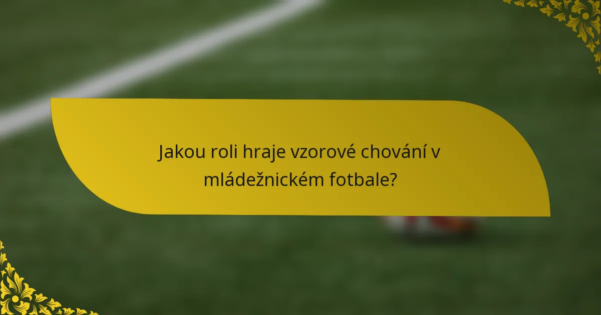 Jakou roli hraje vzorové chování v mládežnickém fotbale?
